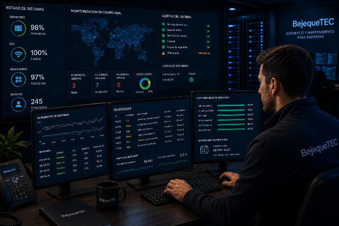     Centro de operaciones IT con monitorización en tiempo real y soporte técnico