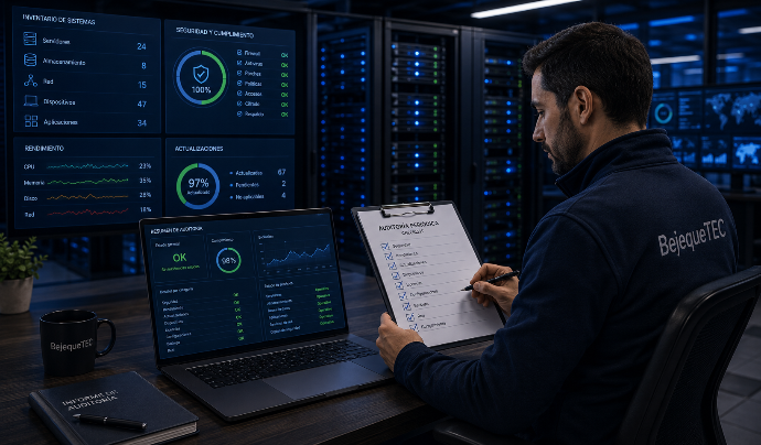     Auditoría periódica y optimización de sistemas tecnológicos empresariales
